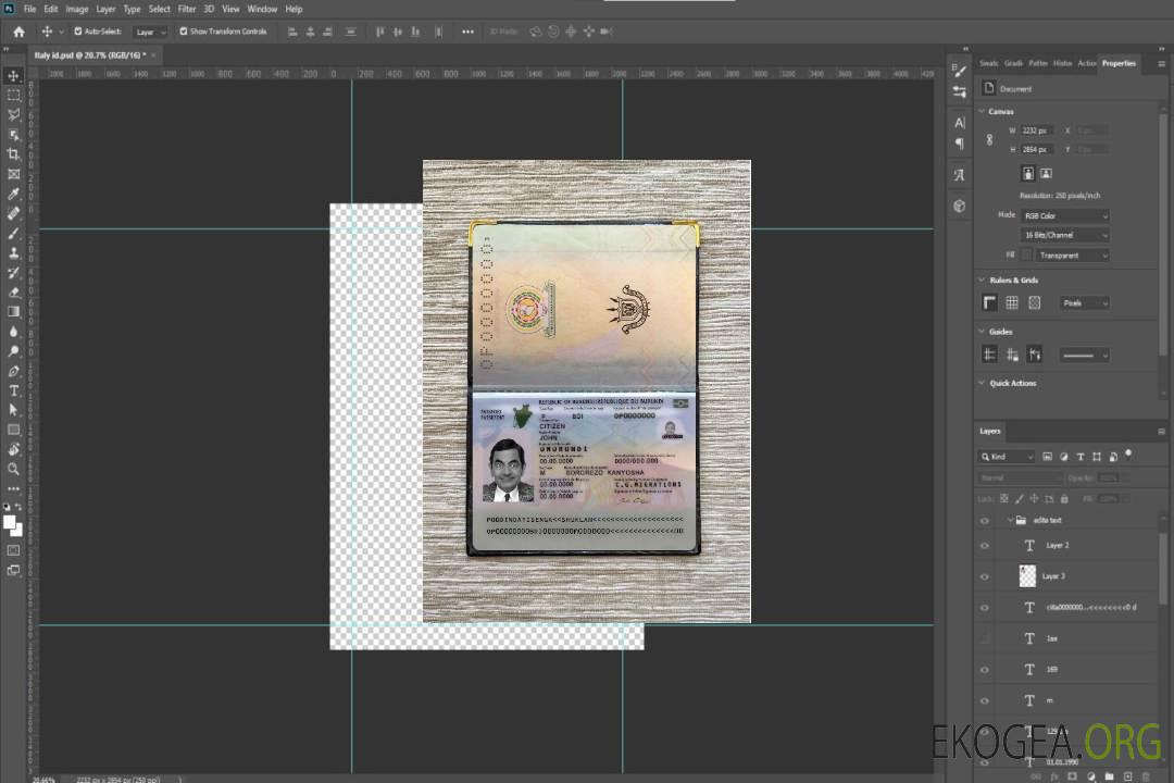 Aperçu photo du passeport burundais (2019-présent) template